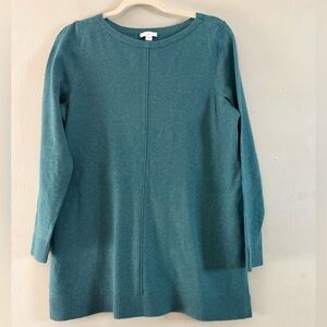 J.Jill Teal Knit Tunic Sweater Long Sleeve Crew Neck Women’s - Size M